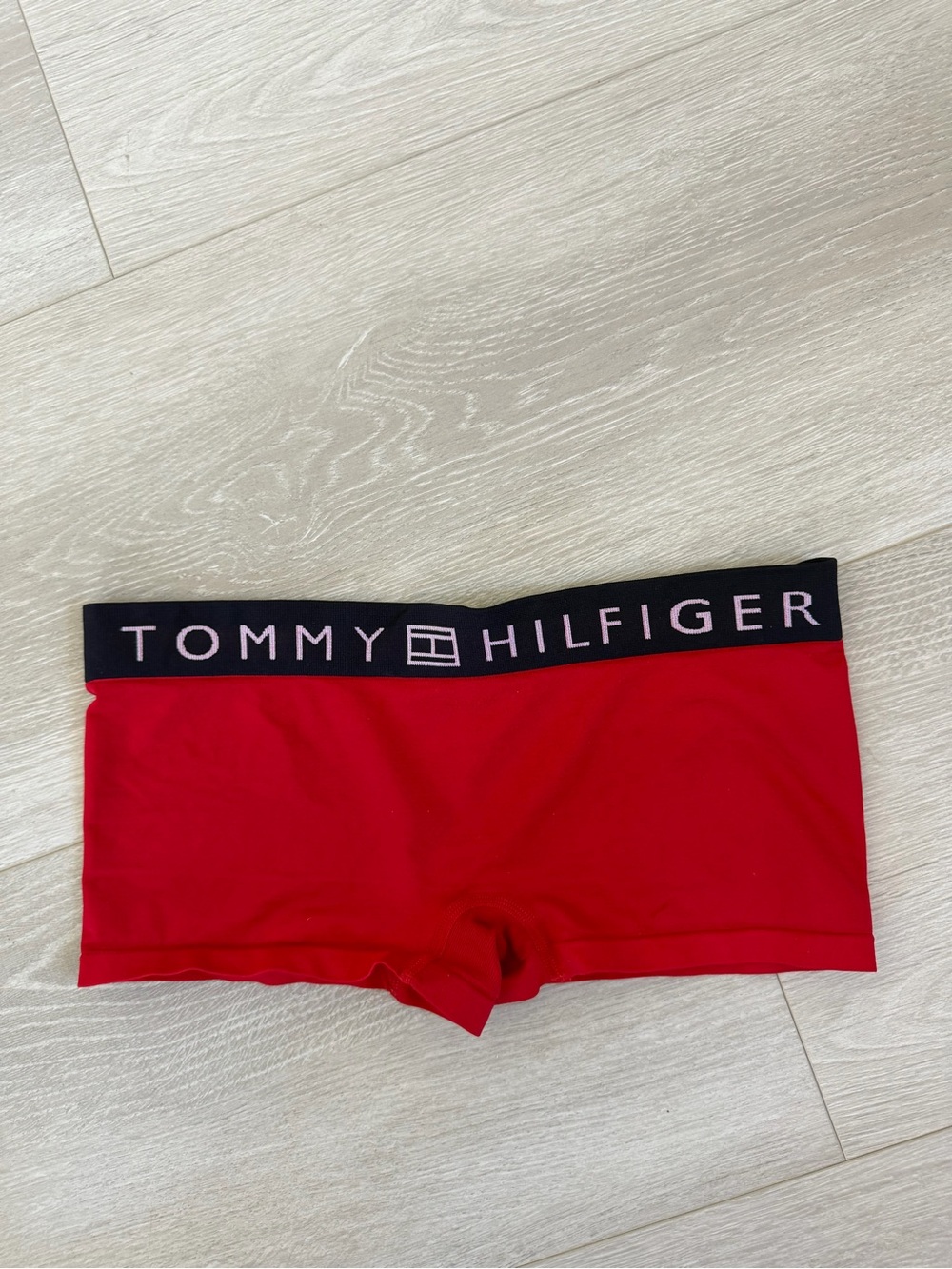 LADIES SZ LARGE-.Tommy Hilfiger Red Stretch Boyshorts  -wide support waist band